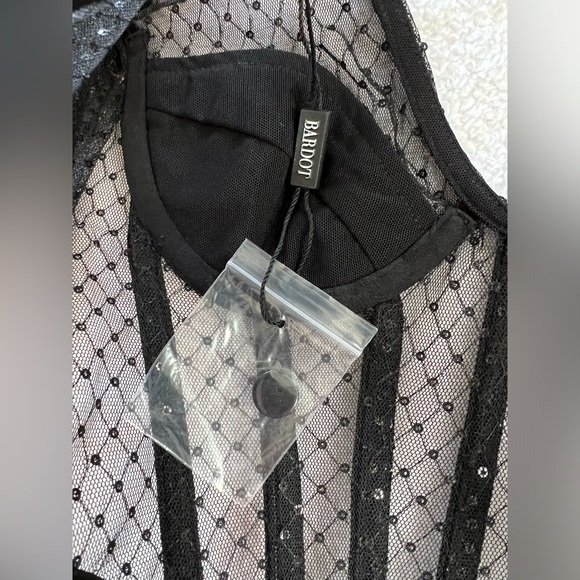 Bardot Sequin Mesh Corset Top in Black - Picture 6 of 6
